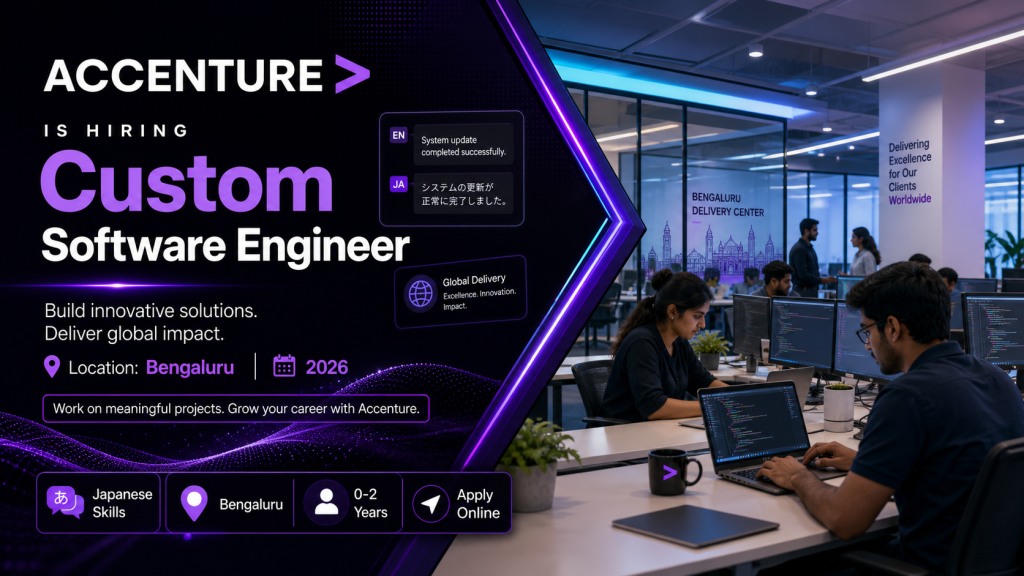 Accenture hiring 2026 Custom Software Engineer jobs in Bengaluru with Japanese language skills