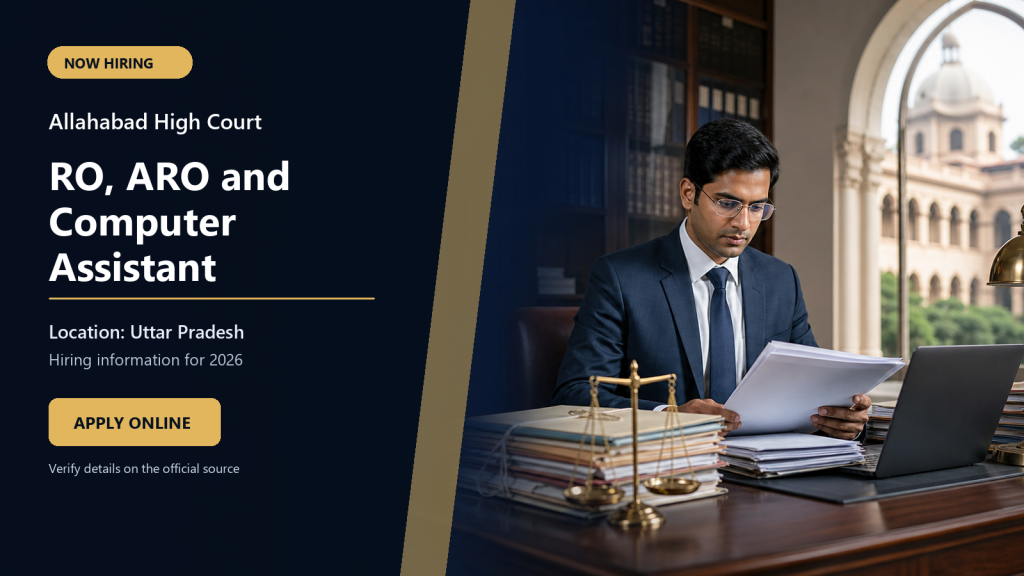 Allahabad High Court hiring 2026 RO, ARO and Computer Assistant job in Uttar Pradesh