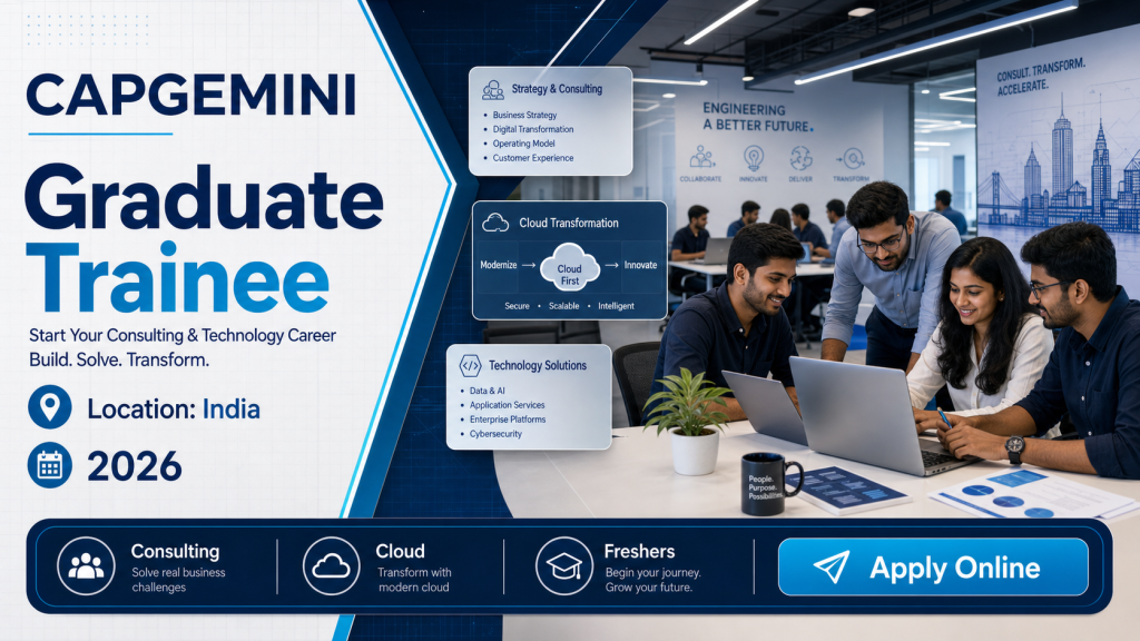 Capgemini Graduate Trainee recruitment 2026 in India professional hiring banner
