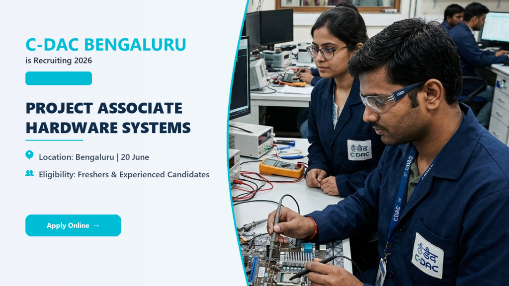 C-DAC Bengaluru Project Associate Hardware official job information banner