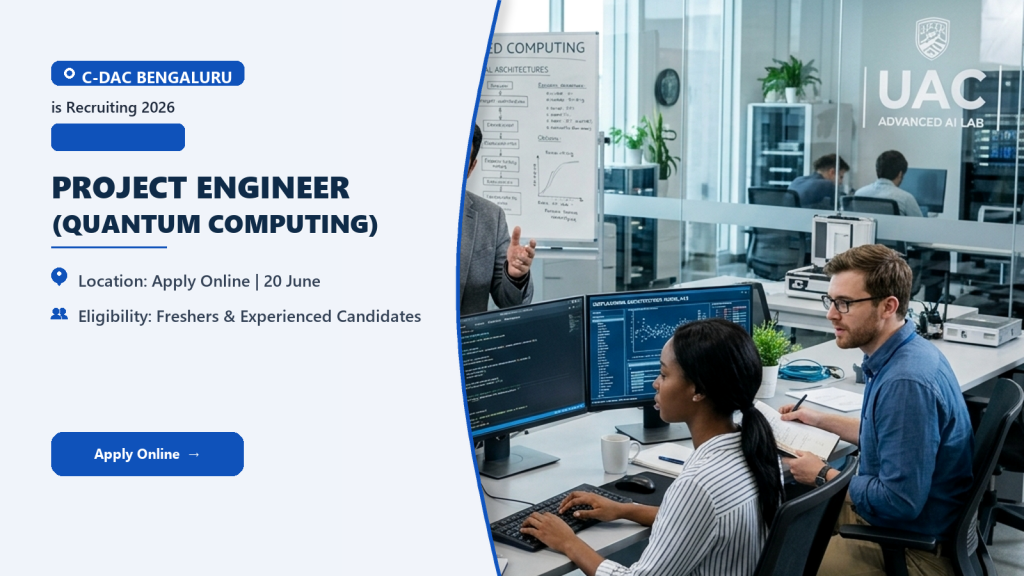 C-DAC Bengaluru Project Engineer Quantum Computing official job information banner