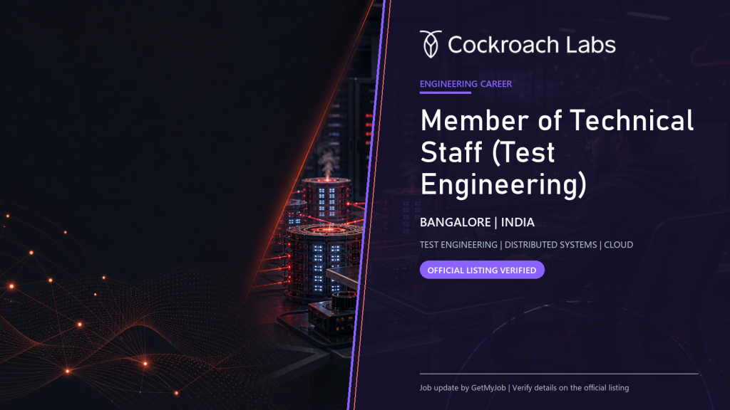 Cockroach Labs Member of Technical Staff (Test Engineering) official job information banner