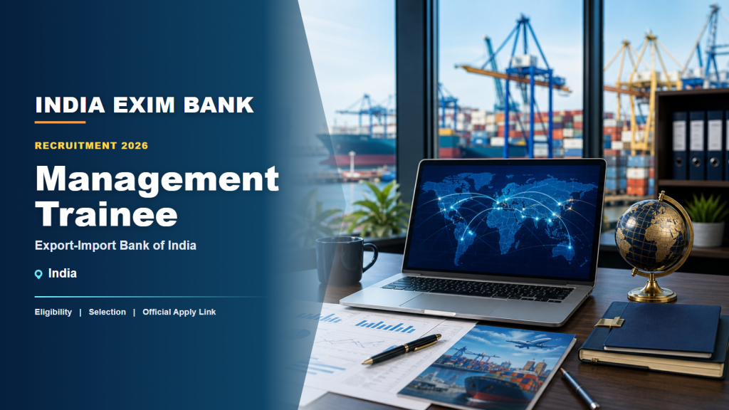 Export-Import Bank of India Management Trainee recruitment 2026 in India professional hiring banner