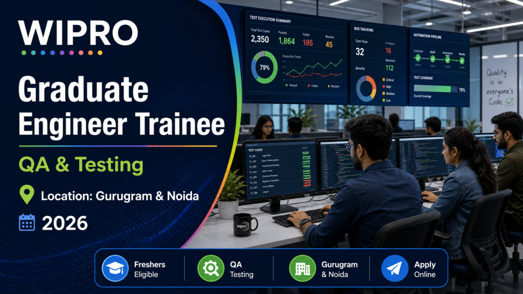 Wipro hiring 2026 Graduate Engineer Trainee QA Testing jobs in Gurugram and Noida