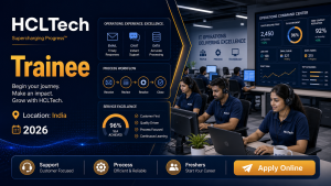 HCLTech Trainee recruitment 2026 in India professional hiring banner