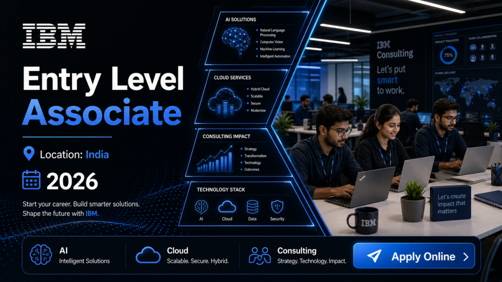 IBM Entry Level Associate recruitment 2026 in India professional hiring banner