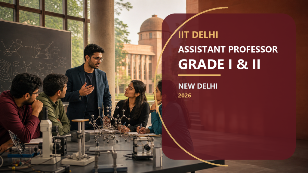 IIT Delhi Assistant Professor recruitment 2026 official job information banner