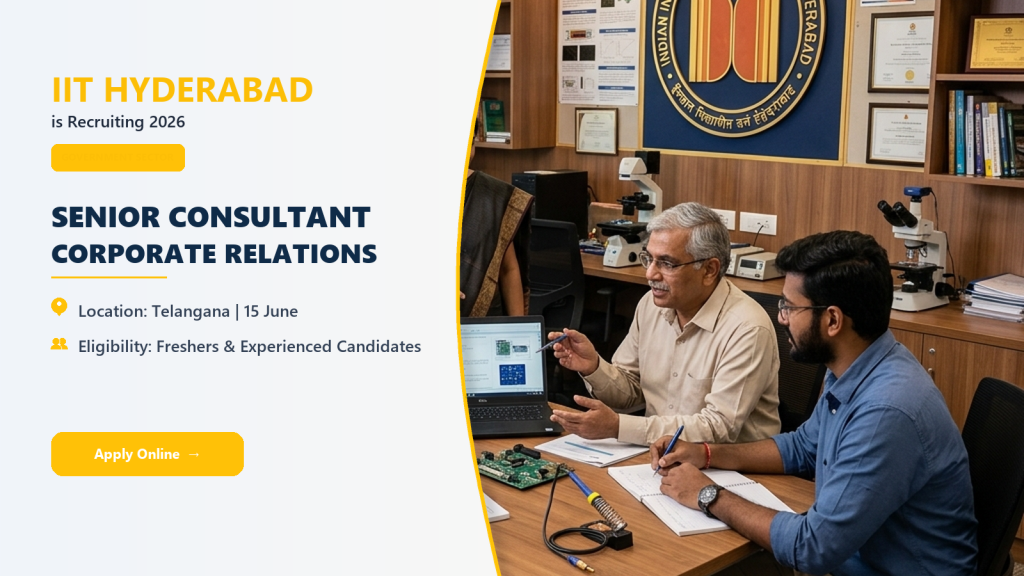 IIT Hyderabad Senior Consultant Corporate Relations recruitment 2026 official job information banner