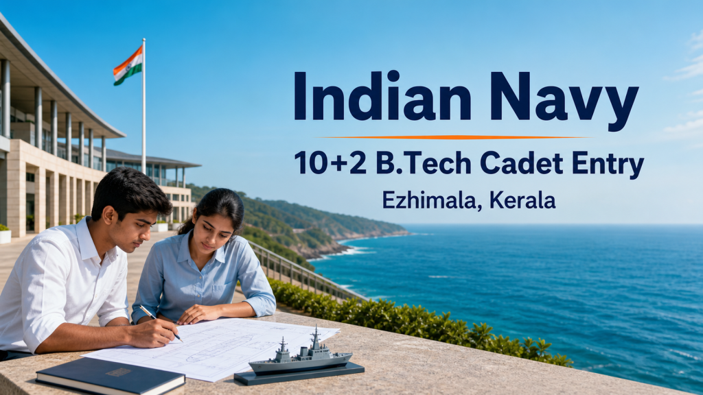 Indian Navy 10+2 B.Tech Cadet Entry Jan 2027 official job information banner