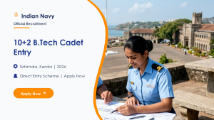 Indian Navy 10+2 B.Tech Entry official job information banner