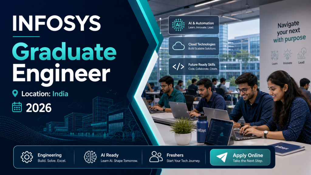 Infosys Graduate Engineer recruitment 2026 in India professional hiring banner