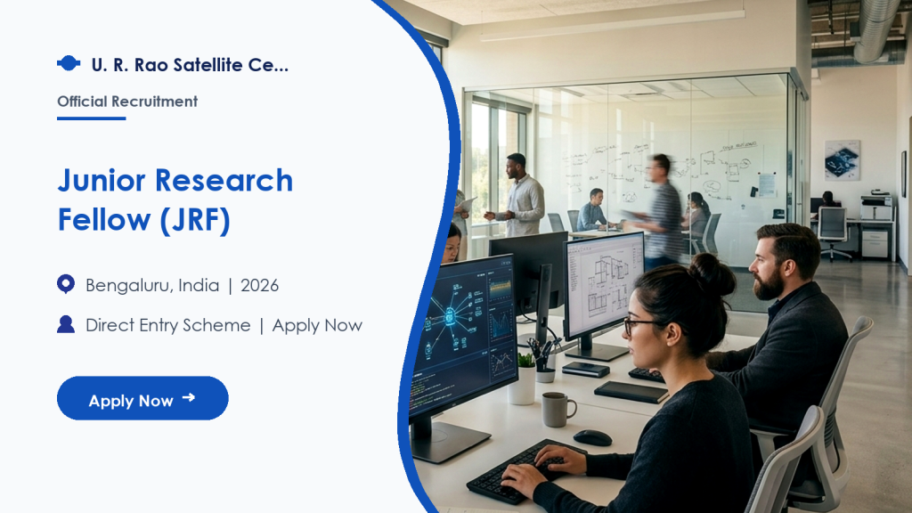 ISRO URSC Junior Research Fellow JRF official job information banner
