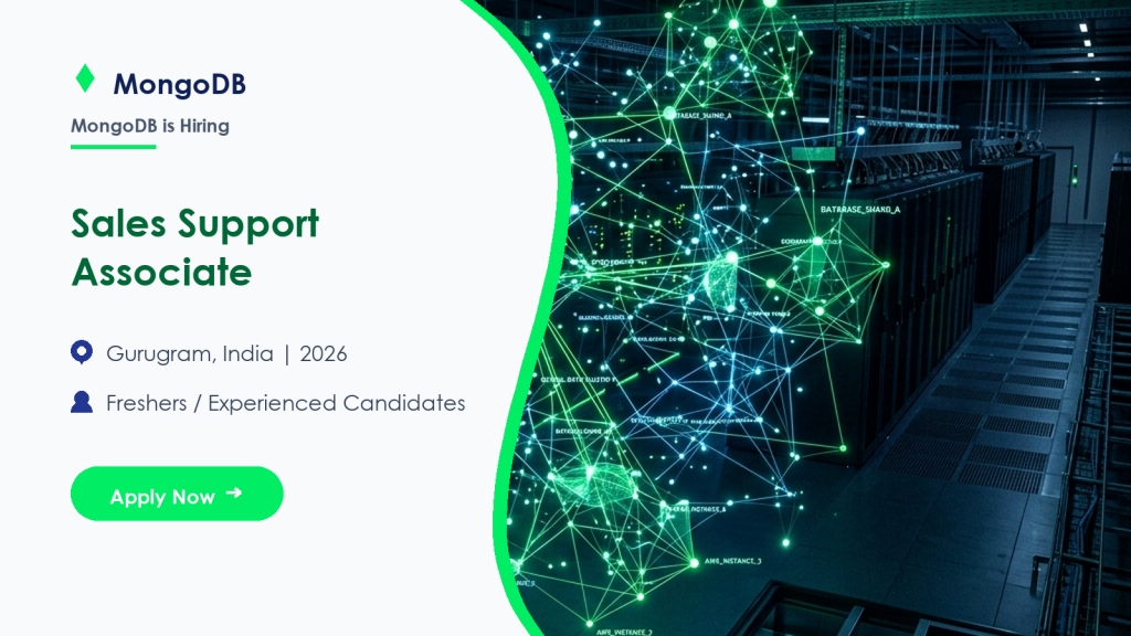 MongoDB Sales Support Associate official job information banner