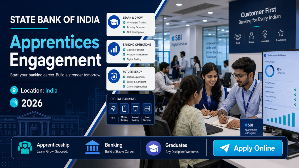 State Bank of India Apprentices Engagement recruitment 2026 in India professional hiring banner